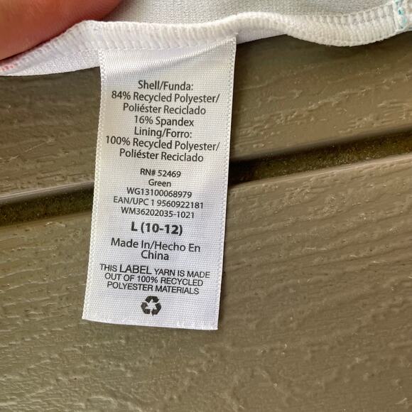 Girls Swimsuit One-piece Swim Sport Wonder Nation Green Orange Large 10/12 GUC - Picture 9 of 12